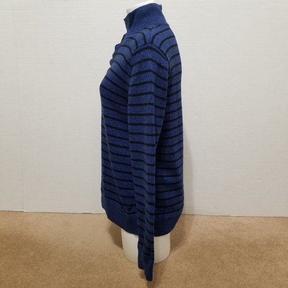 American Eagle sweater Medium Classic Fit striped mock neck henley pullover - Picture 2 of 10